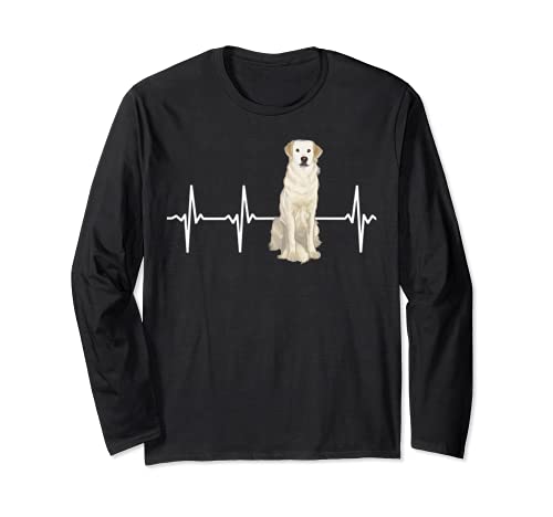 Kuvaszok Heartbeat Dog Lover Long Sleeve T-Shirt, Black