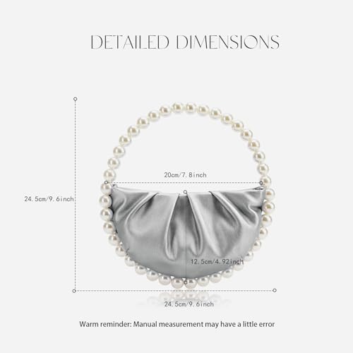 Image of CARIEDO Pearl Soft Face Pleated Handbag Advanced Evening Bag Party Prom Bride Purse Phone Clutch Purse