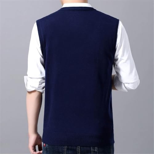 Vsadsau Men Wool Blend Knit Vest Solid Sleeveless Sweater Casual V Neck Pullover Slim Fit Waistcoat2