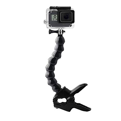 Lupholue Jaw Flex Clamp Mount with Adjustable 8-Section Goose neck Compatible with GoPro Hero (2018) GoPro Hero 7 6 5 4 3+ Session, Xiaomi Yi, Sjcam and Other Action Cameras