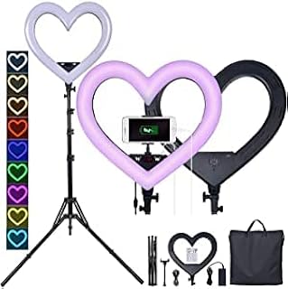 Bias&Belief 360 Ring Light,Heart Ring Light with Stand,19 Inch LED Heart-Shaped Ring Light,for Live Stream, Makeup,YouTube Videos, Tiktok, Zoom Meeting