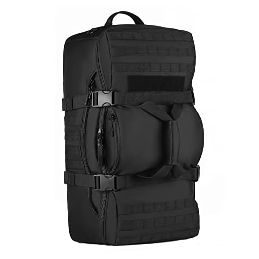 HUNTVP 60L Mochila de Asalto Mochila de Bandolera Bolsa de Riñonera 3 vías para Llevar Estilo Militar Táctical Gran Mochila Impermeable, Negro