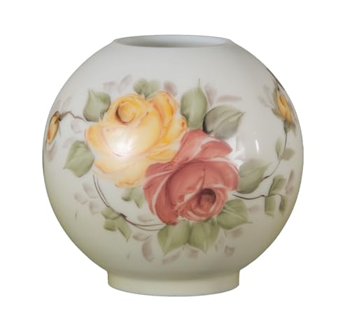 Image of B&P Lamp Hand Painted Opal Ball Shade, Victorian Roses Scene