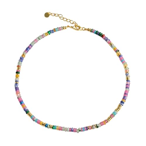 Collier ras du cou en pierres multicolores et plaqué or pour rayonner au quotidien