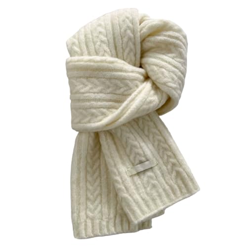 Generisch Damen Winterschal Weiche Wollschal Herren Winter Strickschal Warm Kaschmir Schal Vielseitiger Einfarbiger Gestrickter Schal, 160 x 20 cm (Beige)