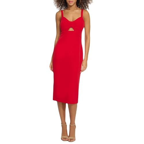 Siena Women's Keyhole Midi Dress, Red at Amazon Women's Clothing store