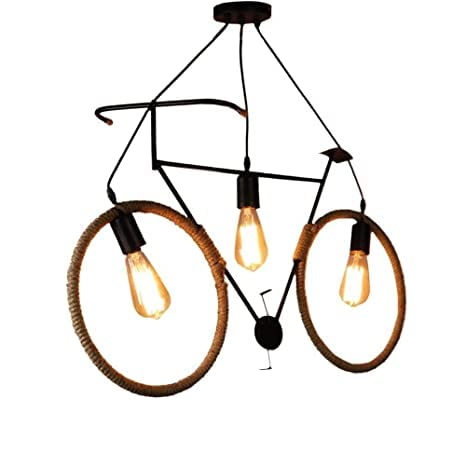 Grofly Ceiling Hanging Pendant Cycle Light | Antique Cycle | 3 Bulb Lights Vintage Wall Decor Hanging Lamp | Decoration Living Room Bedroom Restaurant Cafe | Cycle Shaped Creative lamp ||