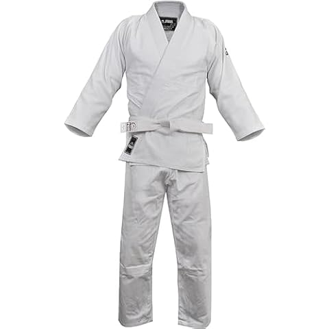Fuji Single Weave Judo Gi Uniform - Kids & Adults Cotton Training Gi for Judo and Karate, Size 3, White Cover