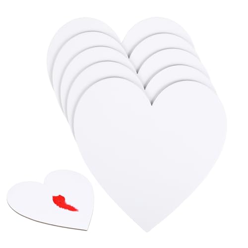 OSALADI 5Pcs Heart Shape Cotton Drawing Board Thicken Art Painting Panels for DIY for Oil and Tempera for Students and Hobbyists White