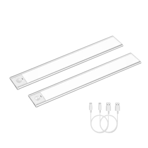 Under Cabinet Lighting 50-LED Motion Sensor Cabinet Light with 1200 mAh Battery Wireless Rechargeable Night Light for Closet, Hallway, Stairs Cabinet, Kitchen, Wardrobe, Cupboard - 2 Pack