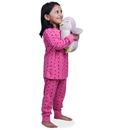 Image of Hestia | H.NSG.N.1 | Kids Girls Nightwear | Sleepwear | Cotton |Trouser Full Sleeves Tshirt | Elastic Waist |Night Dress with Pyjama Tshirts for Girls|All Over Horse Printed |Blue Color 4-6Yrs |Set 1