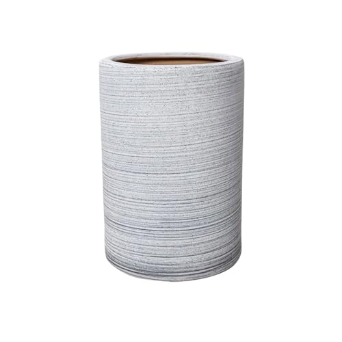 LIAN16PENG Flower Pot Cylinder Ceramic Flower Pot Grey Line Planter,