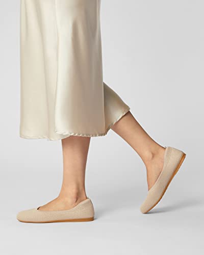 Arromic Gold Flats Shoes for Women, Washable Round Toe Knit Ballet Flats Shoes with Comfortable Heel Cushions, Soft Slip on Dressy Shoes for Business Casual, Office, Work, Wedding2