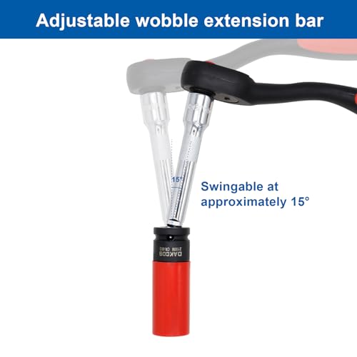 DAKCOS 1/4 Inch Drive Wobble Extension Bar, 3 Pieces Wobble Socket Extension Bar Set, Extensions Socket Tool, CR-V Steel - Image 4