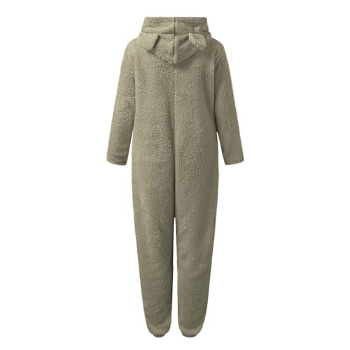 Onesie Costume Adult Flannel Halloween Costume Warm Sherpa Romper Grey L - image 5