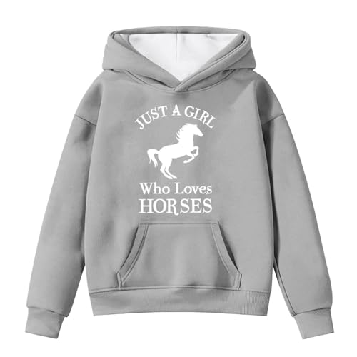 Sweat à capuche enfant imprimé cheval mignon et pull en polaire chaud d'hiver avec poche