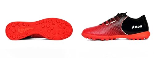 Sega Aston Astro Turf Men’s Football Boots Artificial Grass Trainers Indoor and Outdoor Comfortable Grip Cushioned (Red Studs, UK Footwear Size System, Adult, Men, Numeric, Medium, 9) - Image 6
