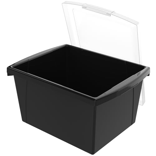 Image of Storex 4 Gallon (15L) Classroom Storage Bin, Black, With Lid