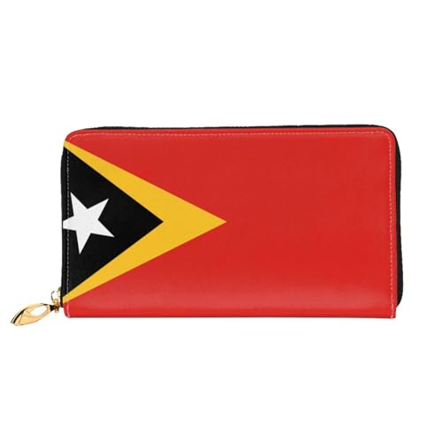 Democratic Republic of Timor-Leste Long leather wallet - with zipper - portable and waterproof, suitable for office, study and daily use