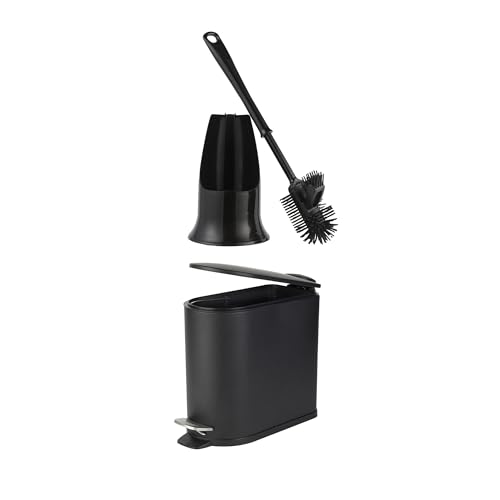 Beldray Antibac Toilet Brush And 5L Bin Set Silicone Black