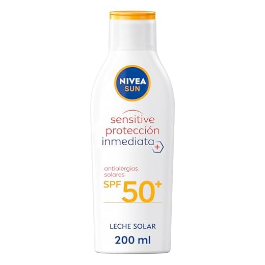 NIVEA SUN Sensitive Protección Inmediata Antialergias Solares Leche Solar FP 50+ (1 x 200 ml), protector solar no graso para piel sensible, crema solar 50 resistente al agua