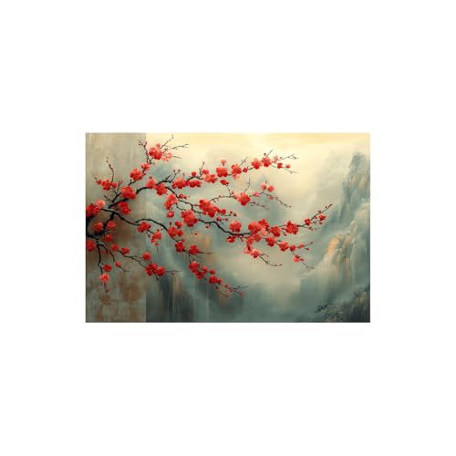 Affiches Murales Fleur Rouge Prunier Chinois 70x100cm