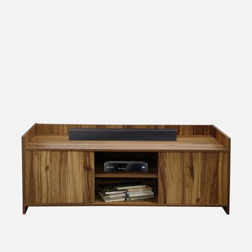 Image of Amazon Brand - Solimo Smart Engineered Wood TV Entertainment Unit Set Top Box Stand /TV Cabinet with Shelves for Books & Decor Display Unit Bed Living Room Upto 43 inch - Leon Teak