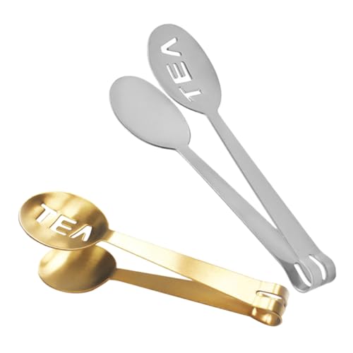 Ciieeo Stainless Steel Tea Clip Squeezer 2pcs Teabag Holder Teaspoon Filter Strainer Special Tool for Tea