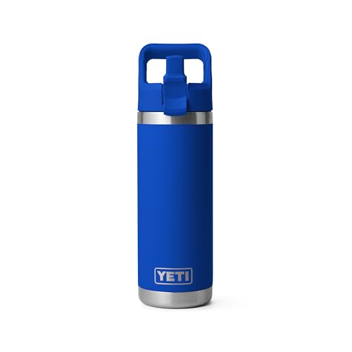 Image of YETI Rambler 18 oz Bottle, Vacuum Insulated, Stainless Steel with Color Matching Straw Cap, Royal Blue