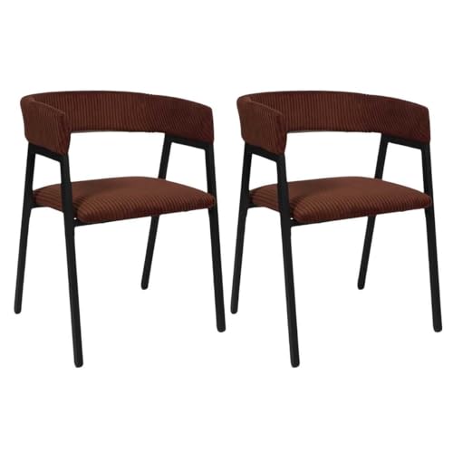 AltoBuy Lot de 2 fauteuils de Table Design en métal et Velours côtelé Coloris Terracotta - Amory