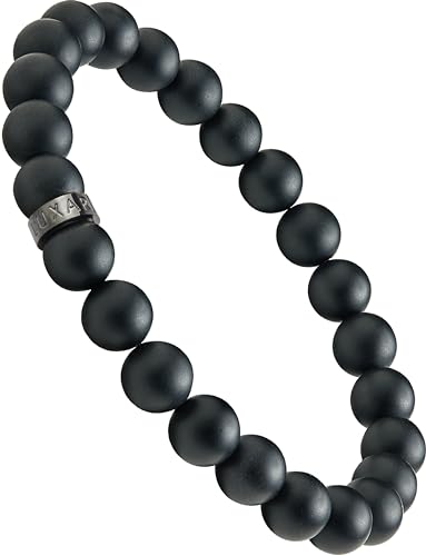 LUXAR Men’s Black Onyx Stone Bead Bracelets | Matte Black 8mm Stone | Minimalist, Designer Jewelry for Men