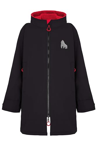 Gorilla Robes Kids ECO Waterproof Dry Changing Robe Full Zip Black Junior (Age 6-8 years)