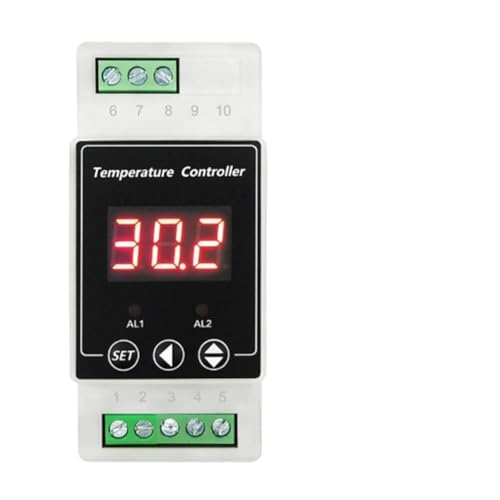 Feriany Termostato de Riel LED AC220V Controlador de Relé de 2 Vías Montado en Riel DIN Controlador de Alarma de Temperatura de Calefacción y Refrigeración C