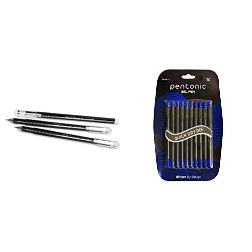 Image of Linc Ocean Classic Gel Pen, Black, 25 pcs & Linc Pentonic Gel Pen (Pack of 10, Blue Ink)