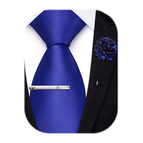 Image of Hi-Tie Men's Extra Long Solid Satin Tie Set 63 Inch /70 Inch Formal Necktie