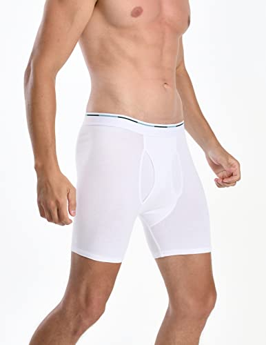 Comfneat Men's 6-Pack Boxer Briefs Cotton Spandex S-Xxl Soft Tag Free Underwear (All-White Pack-6, Xxl) #TOP2