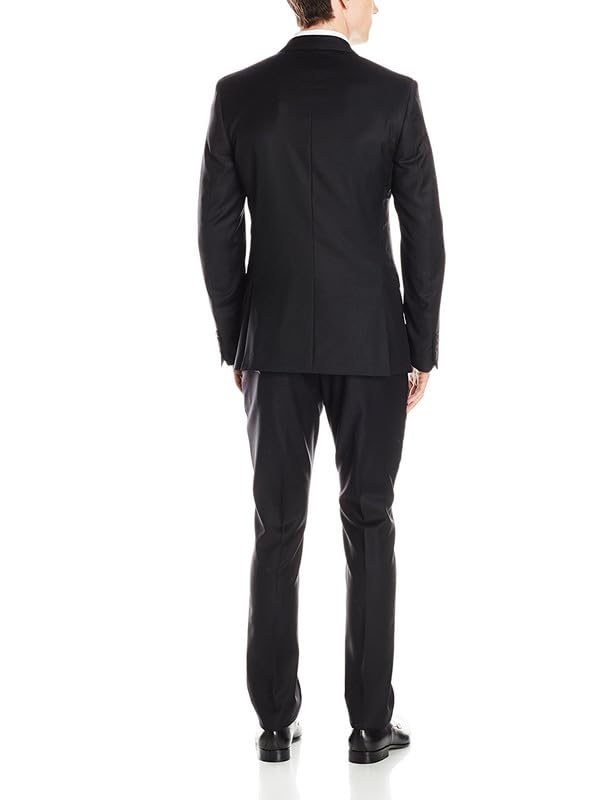 Adam Baker Men's Slim Fit Single-Breasted 2-Piece (Jacket & Pants) Luxury Wool Suit2