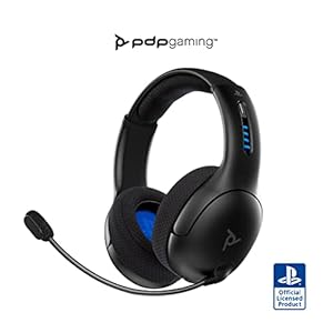 PDP Gaming LVL50 draadloze Headset met Mic for or PlayStation, PS4, PS5 – PC, laptopcomputer – Noise Cancelling microfoon, Bass Boost, Lichtgewicht, Soft Comfort Over Ear Headphones – zwart