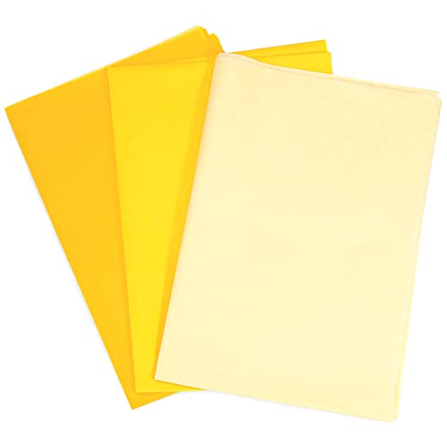 Image of MR FIVE 60 Sheets Assorted Yellow Tissue Paper Bulk,20 inch x 14 inch,Fall Color Tissue Paper for Gift Bags,Halloween Birthday Wedding Holiday,3 Colors (Yellow)