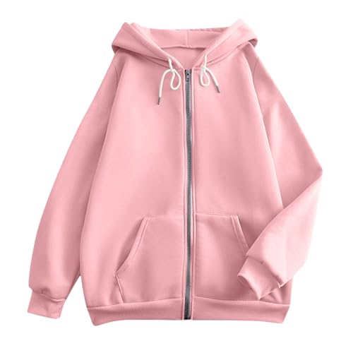 KIKX0DE Women Fashion Hoodies Oversized Loose Fit Long Sleeve Sweatshirts Solid Soft Outdoor Casual Jackets With Pockets4