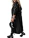 Womens Classic Coat Lapel Collar Open Front Belted Long Jacket