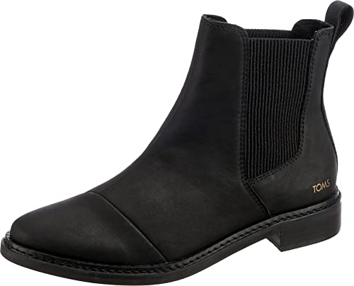 TOMS Women's Charlie Chelsea Boot, Black Leather, 7