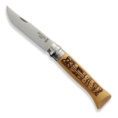 OPINEL National Parks Collection No.08, Engraved Beechwood Handles in Collaboration with Local Artists, Supports Leave No Trace, Stainless Steel, Made in France (Great Smokey Mountains)