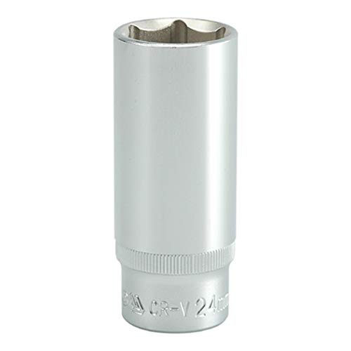 Image of Yato YT-1237 Hexagonal Deep Socket 24mm, Length 76mm - CRV 50BV30 Chromium Satin Plated Steel - for Wrench Set, Home & Mechanical Tools, Industrial Power Tool