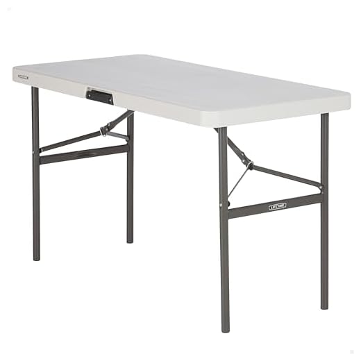 Mesa patas plegables rectangular crema 122 x 61 x 74 cm