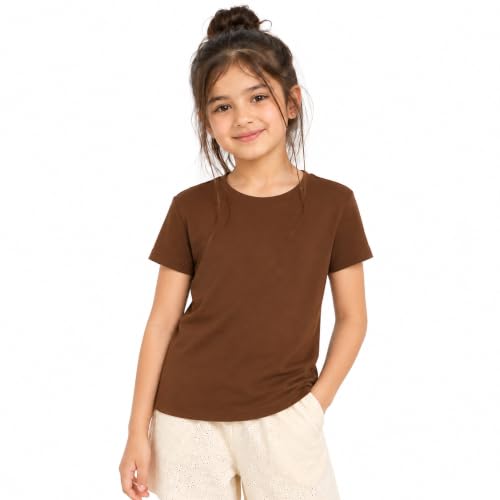 Image of Kids Round Neck Girls Tshirt | Short Sleeves | Natural Organic 100% Cotton Soft Comfortable Fabric | Plain Color Original Branded Half Sleeve | School t-Shirt for Girl Kid | Sleepwear Everyday Casual