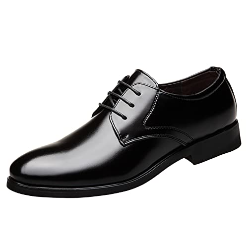 Générique Classe Chaussures décontractées en Cuir pour Hommes - Lacets Bout Pointu Style Britannique adapté à Toutes Occasions (Black, 41)