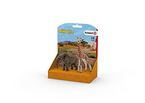 SCHLEICH 14798 Spielfigur Elefant und Giraffe, Grau/Braun – Bild 3