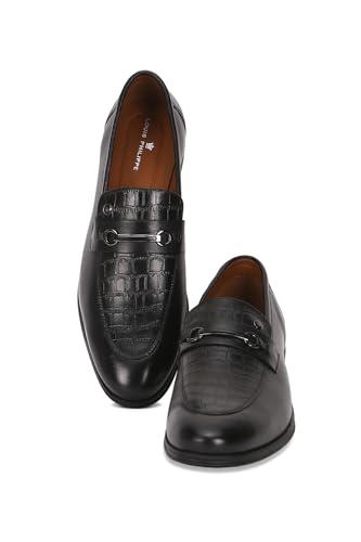 Image of Louis Philippe Men Premium Leather Breathable Lining Material Anti Slip with Heel TPR Sole Formal Slip-on Shoes