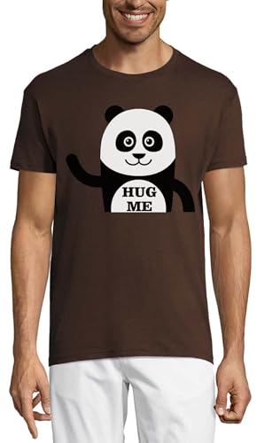 T-shirt coton homme chocolat hug me panda bear manches courtes col rond
